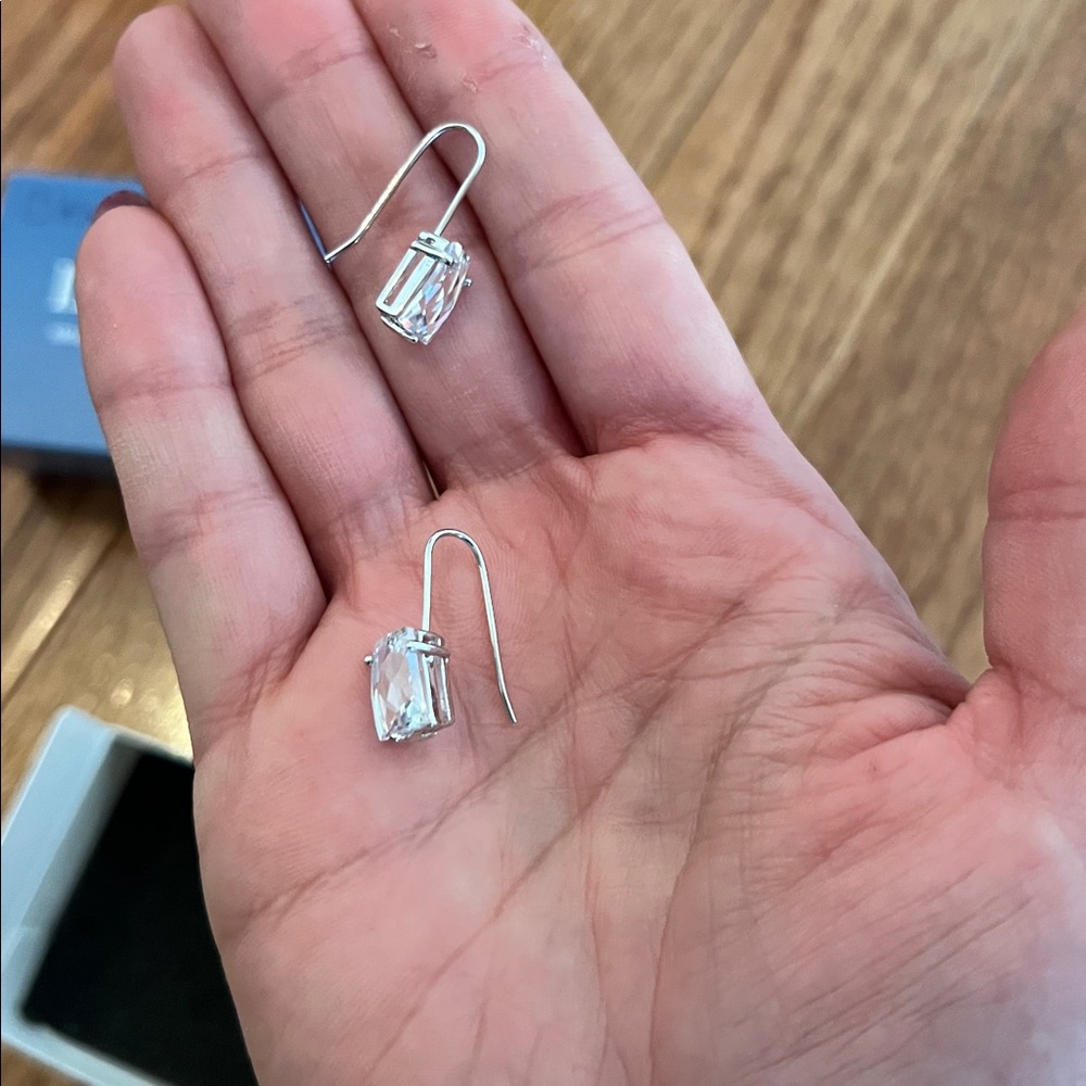 Lia Sophia Silver Square Drop Dangle Earrings - Picture 3 of 5